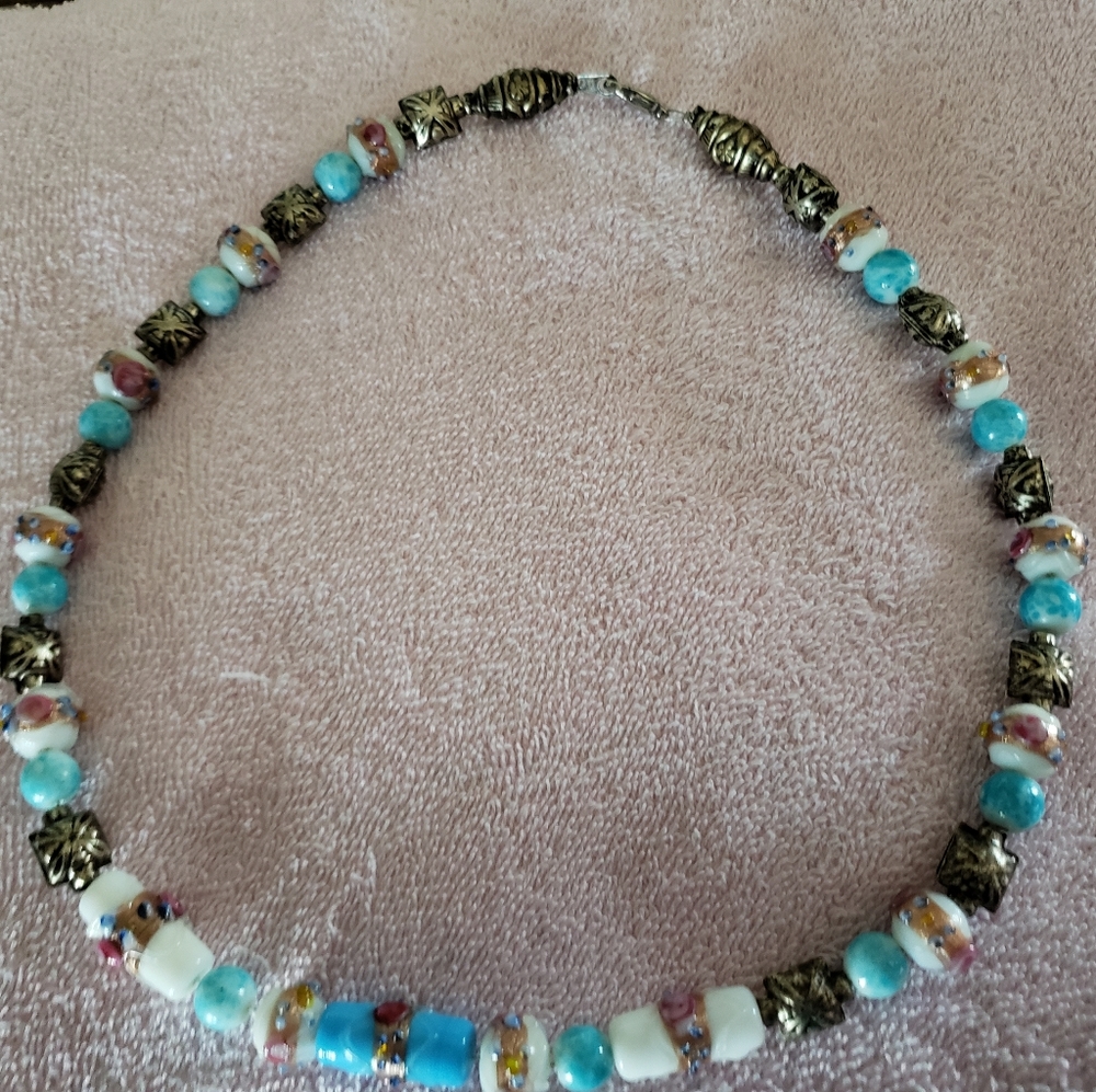 Italian Milefori bead handstrung necklace